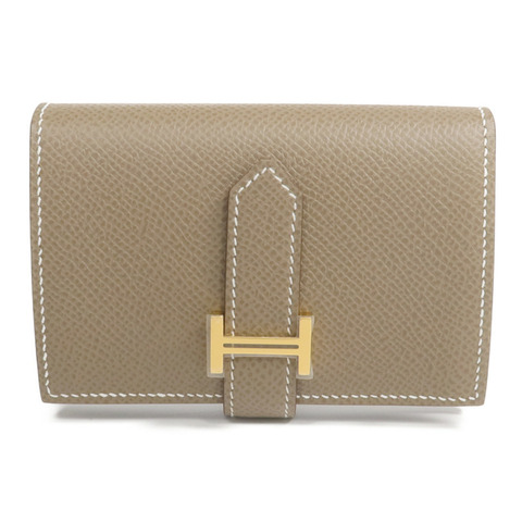 HERMES Epsom皮革Bearn Mini Wallet金扣錢包Etoupe