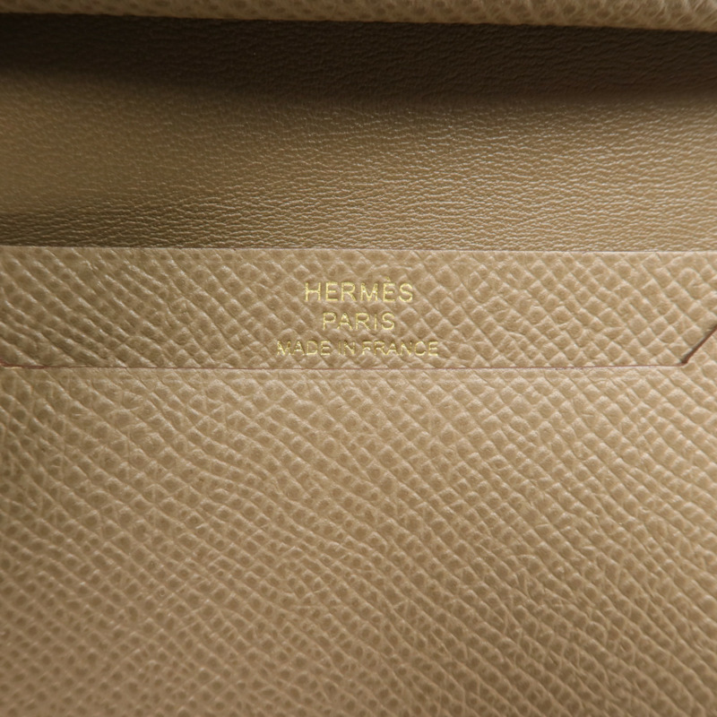 HERMES Epsom皮革Bearn Mini Wallet金扣錢包Etoupe-9