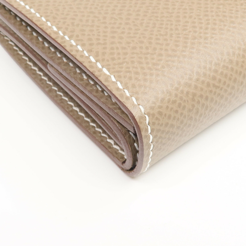 HERMES Epsom皮革Bearn Mini Wallet金扣錢包Etoupe-13