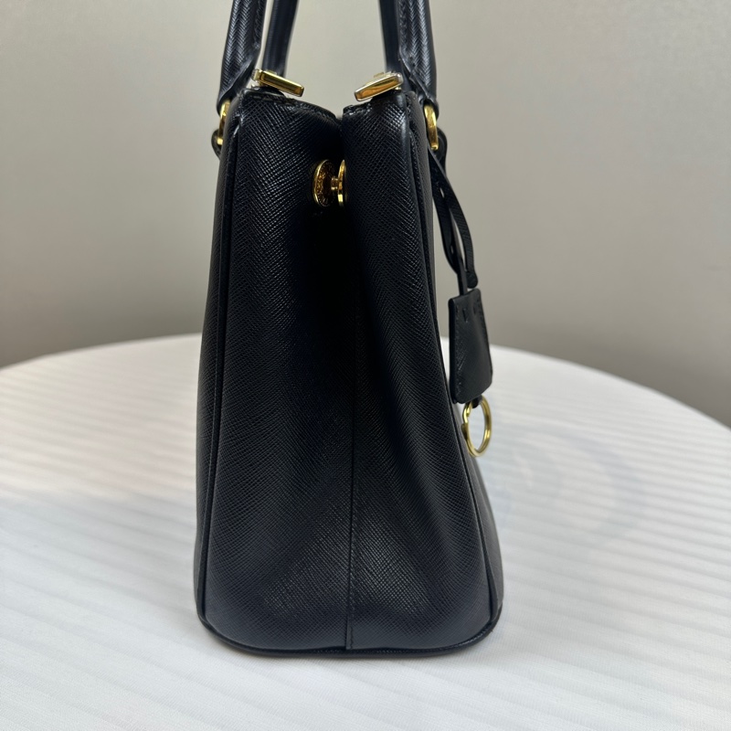 普拉達/Prada Galleria 黑色金扣中號殺手包28x12x20cm-4