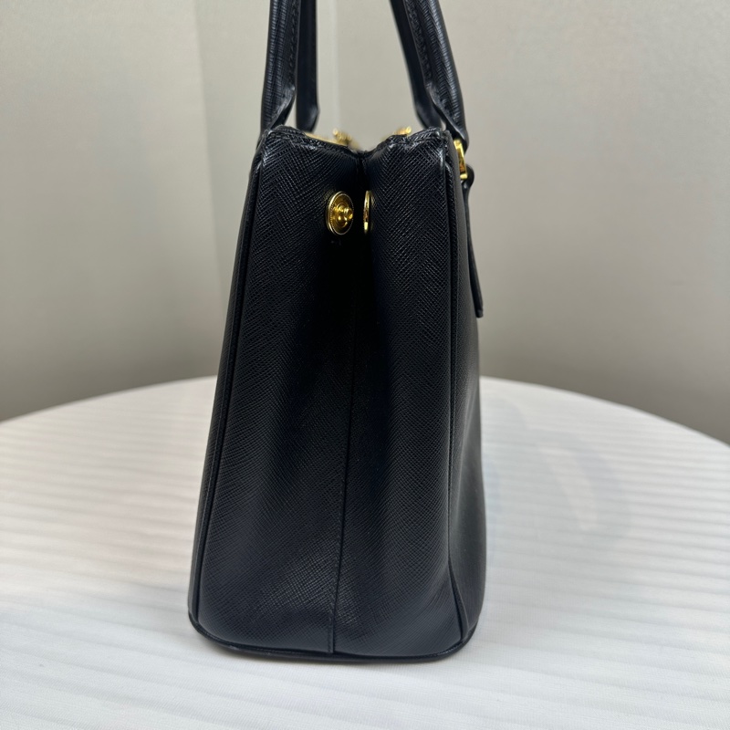 普拉達/Prada Galleria 黑色金扣中號殺手包28x12x20cm-5