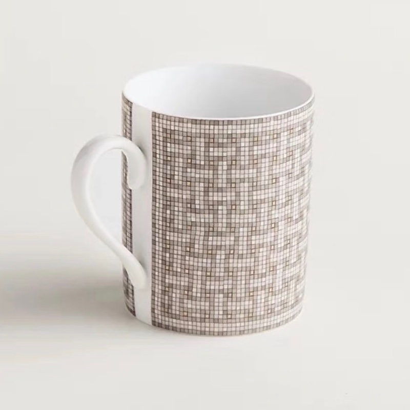 Hermes 銀色馬賽克水杯 咖啡杯 mug-0