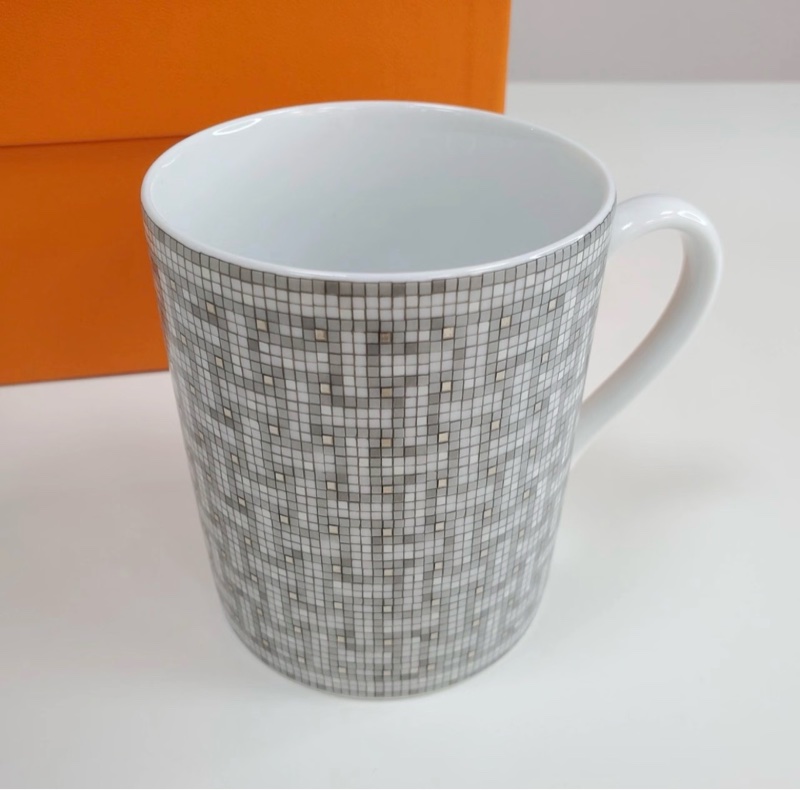Hermes 銀色馬賽克水杯 咖啡杯 mug-1