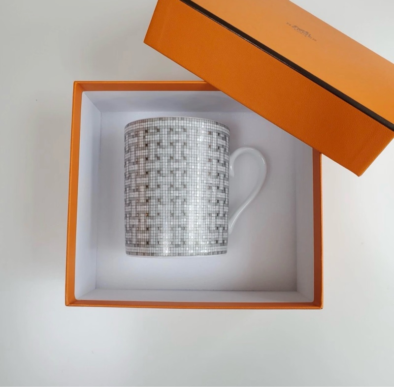 Hermes 銀色馬賽克水杯 咖啡杯 mug-5
