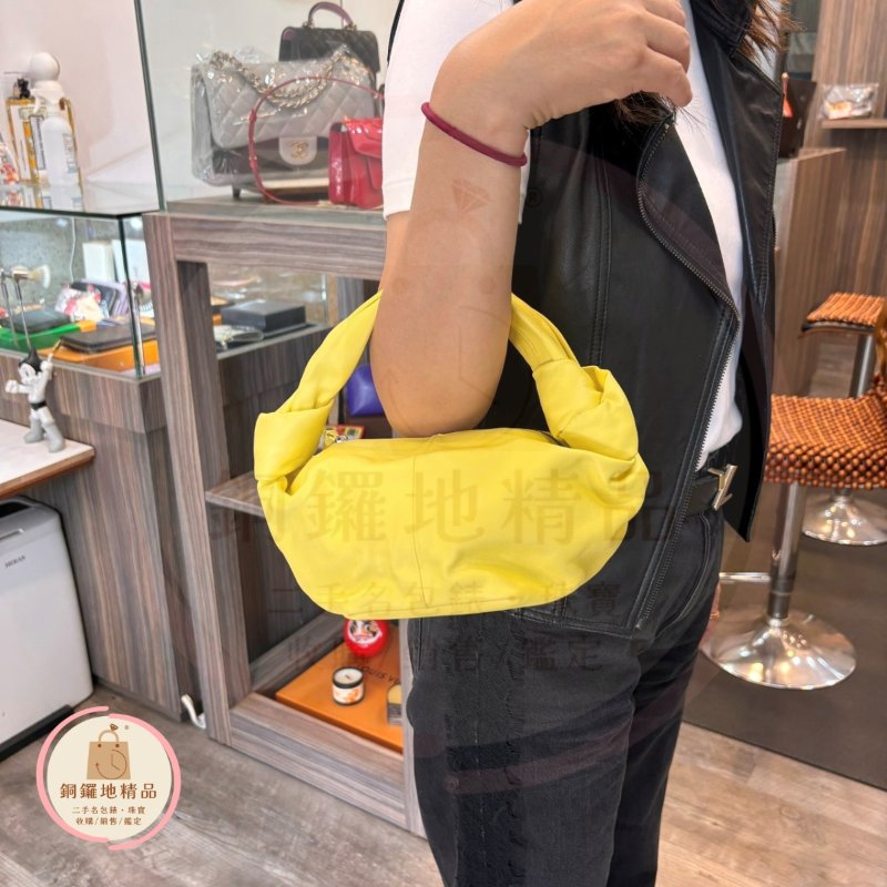 BV Bottega Veneta Double Knot Bag檸檬黃小羊皮手提包-2