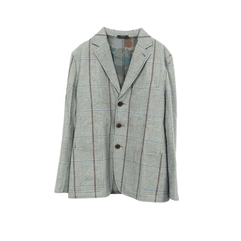 愛馬仕 (HERMES) 訂製夾克 G19993K 絲羊毛羊絨混紡 灰色 棕色 藍色 二手 男款 #46-0