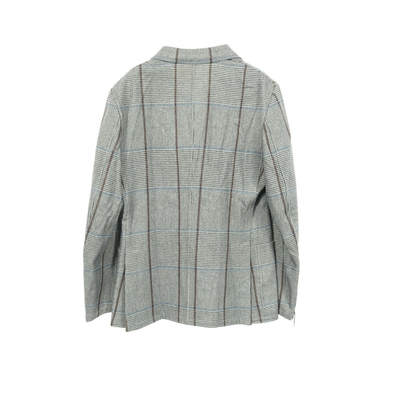 愛馬仕 (HERMES) 訂製夾克 G19993K 絲羊毛羊絨混紡 灰色 棕色 藍色 二手 男款 #46-1