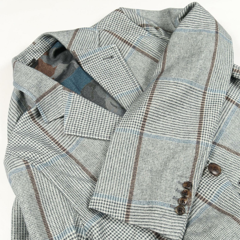 愛馬仕 (HERMES) 訂製夾克 G19993K 絲羊毛羊絨混紡 灰色 棕色 藍色 二手 男款 #46-7