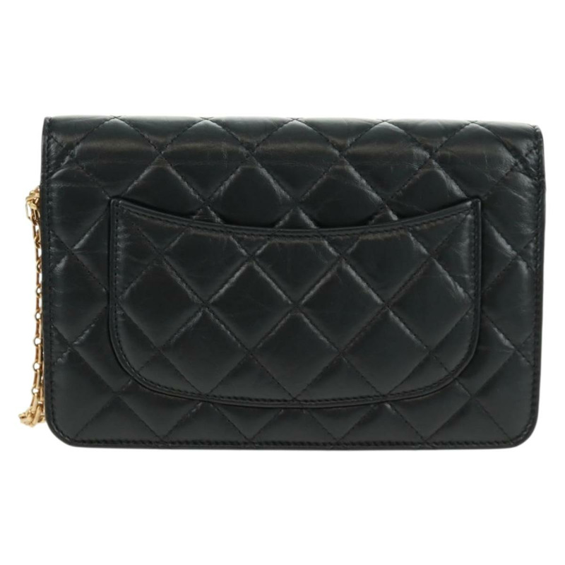 【日本直送】香奈兒 Chain Matelasse 2.55 單肩包，黑色皮革，金色雙C標誌，正品編號 165409V-1