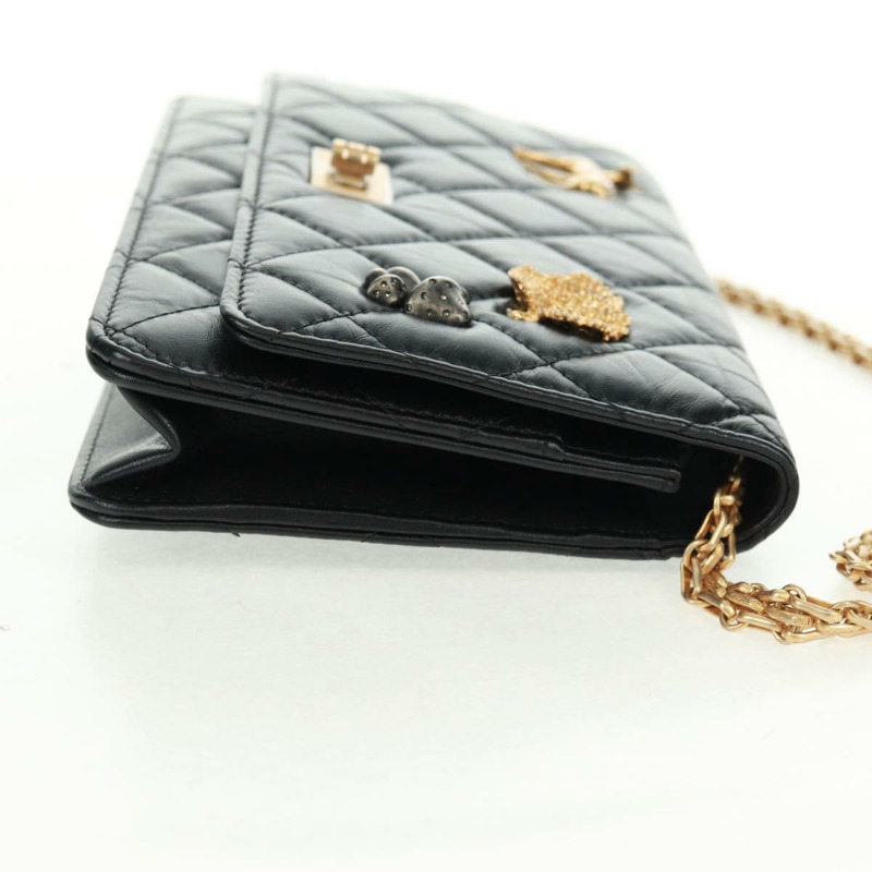 【日本直送】香奈兒 Chain Matelasse 2.55 單肩包，黑色皮革，金色雙C標誌，正品編號 165409V-3