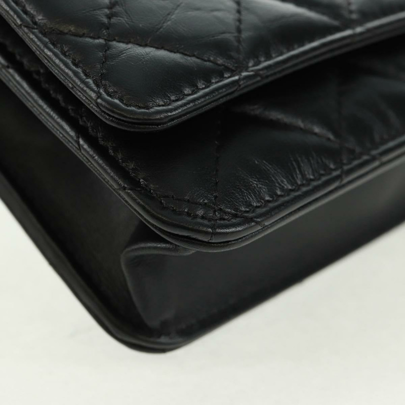 【日本直送】香奈兒 Chain Matelasse 2.55 單肩包，黑色皮革，金色雙C標誌，正品編號 165409V-8