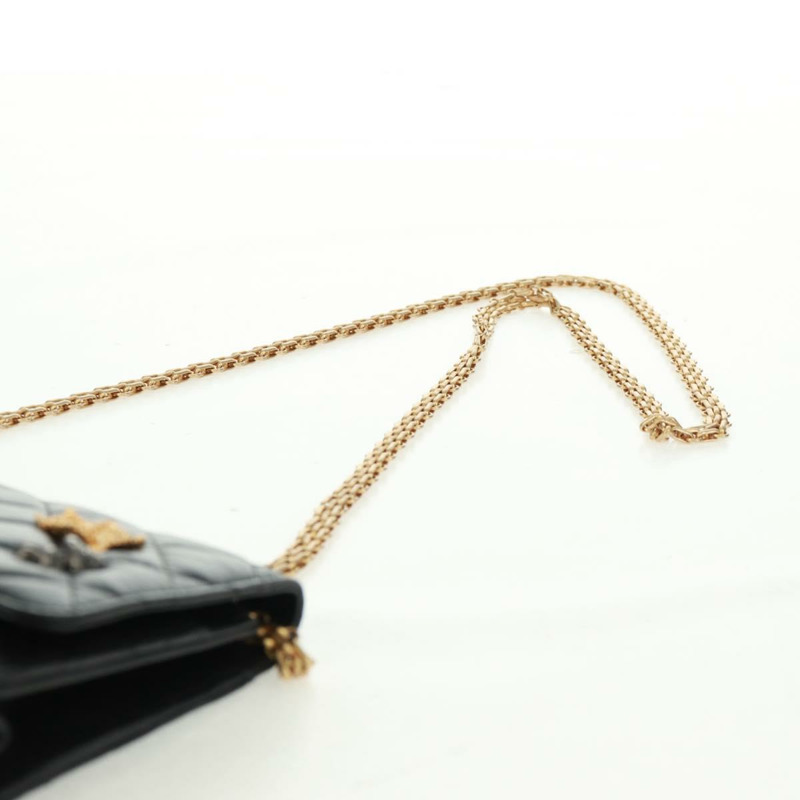 【日本直送】香奈兒 Chain Matelasse 2.55 單肩包，黑色皮革，金色雙C標誌，正品編號 165409V-13