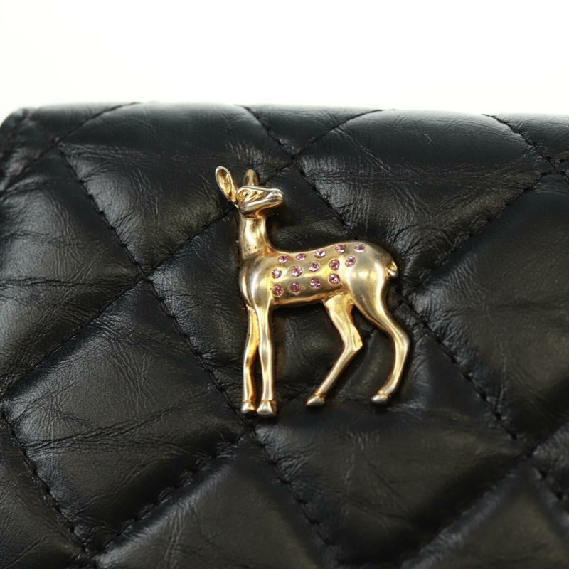 【日本直送】香奈兒 Chain Matelasse 2.55 單肩包，黑色皮革，金色雙C標誌，正品編號 165409V-18