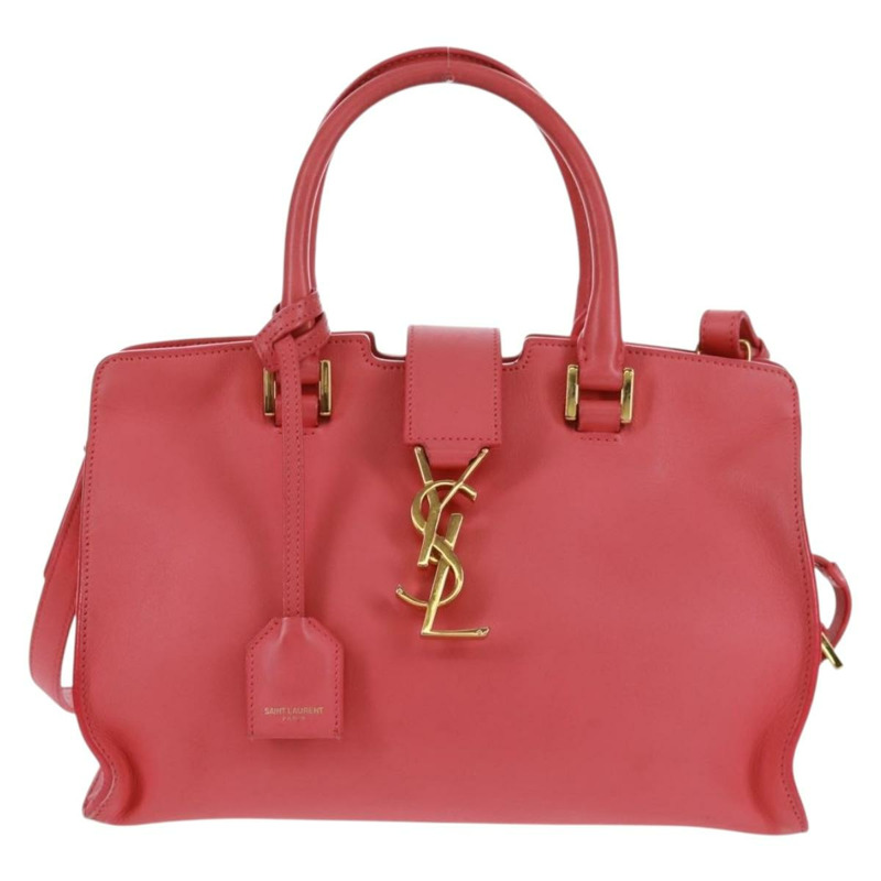 【日本直送】SAINT LAURENT Baby Cabas 手提包 皮革 2way 金色粉紅色 正品 165430SAV-12