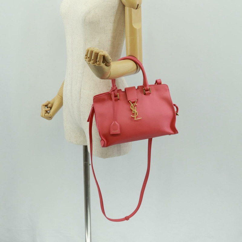 【日本直送】SAINT LAURENT Baby Cabas 手提包 皮革 2way 金色粉紅色 正品 165430SAV-29