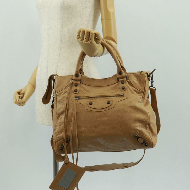 【日本直送】BALENCIAGA 經典 Vero 手提包 皮革 米色 235216 正品 am10563V-27