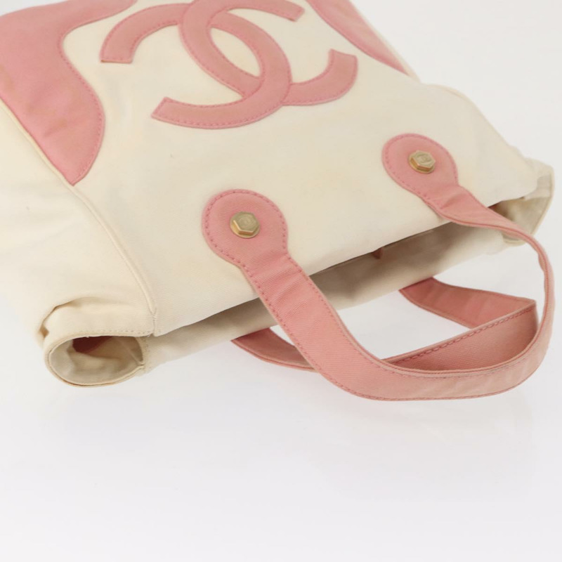 【日本直送】香奈兒帆佈白金雙C手提包 正品 BA9739-5