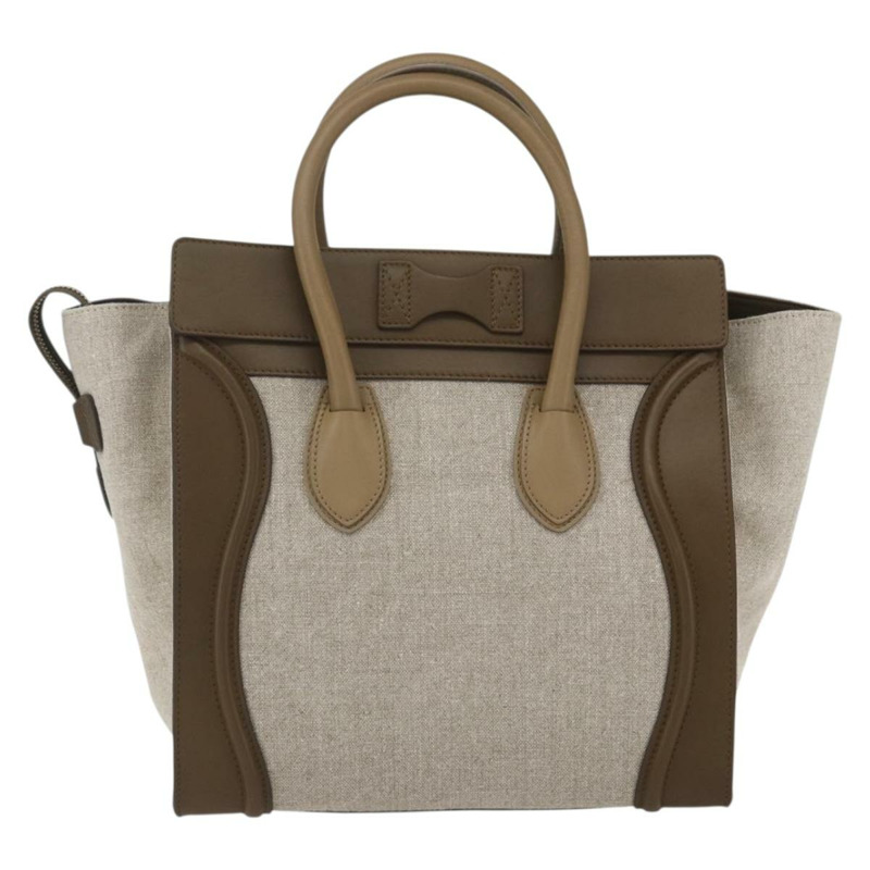 【日本直送】CELINE Luggage 中型手提包 帆布皮革 米色 金色 正品 ka1654SAM-1