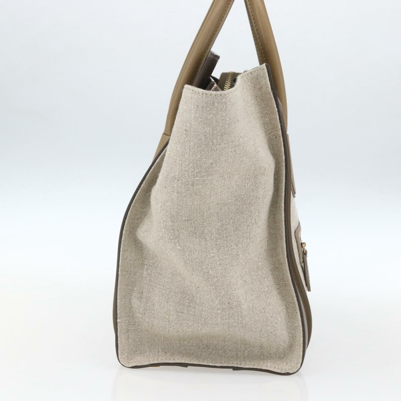 【日本直送】CELINE Luggage 中型手提包 帆布皮革 米色 金色 正品 ka1654SAM-2