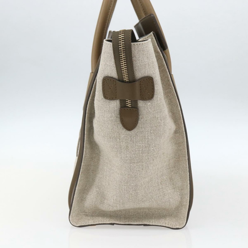 【日本直送】CELINE Luggage 中型手提包 帆布皮革 米色 金色 正品 ka1654SAM-3