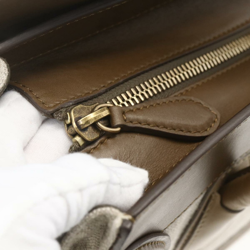 【日本直送】CELINE Luggage 中型手提包 帆布皮革 米色 金色 正品 ka1654SAM-8