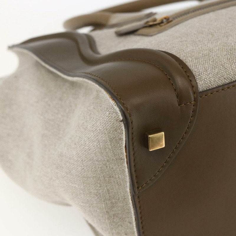【日本直送】CELINE Luggage 中型手提包 帆布皮革 米色 金色 正品 ka1654SAM-14