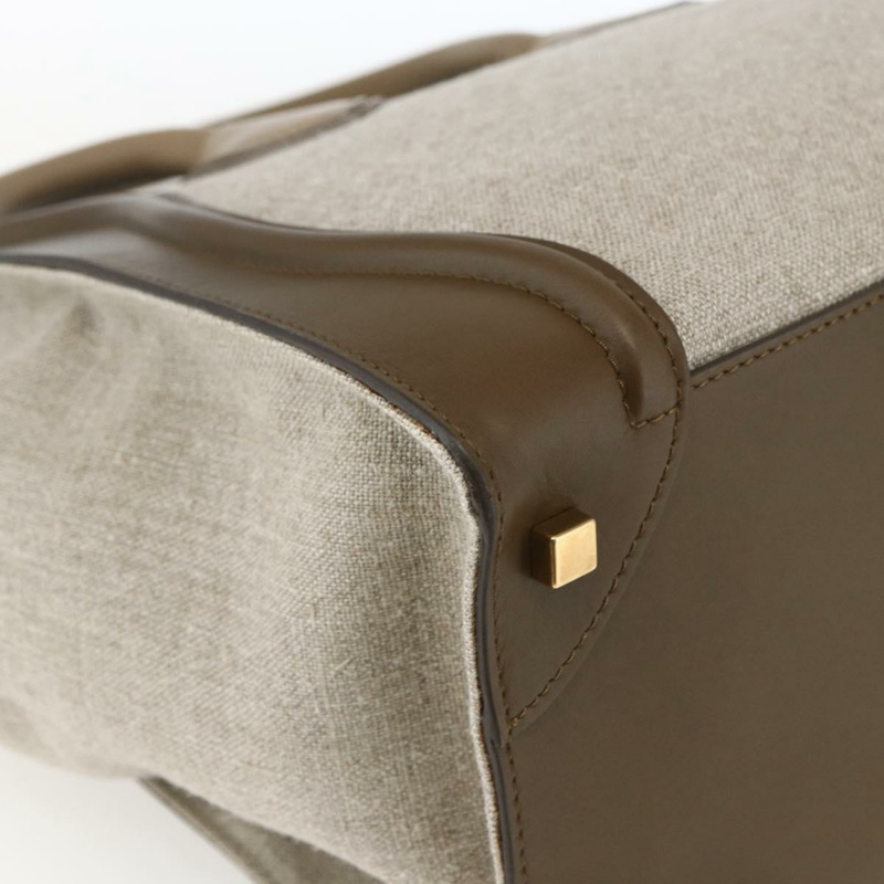 【日本直送】CELINE Luggage 中型手提包 帆布皮革 米色 金色 正品 ka1654SAM-16