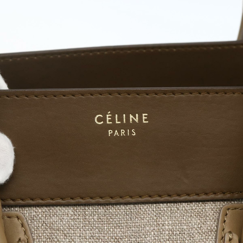 【日本直送】CELINE Luggage 中型手提包 帆布皮革 米色 金色 正品 ka1654SAM-17