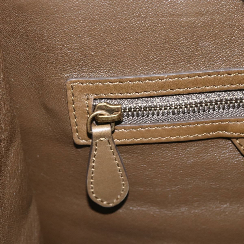 【日本直送】CELINE Luggage 中型手提包 帆布皮革 米色 金色 正品 ka1654SAM-19