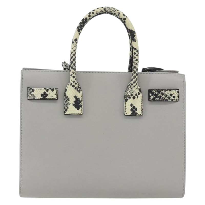 【日本直送】SAINT LAURENT Sac De Jour Baby 手袋 皮革 2way 灰色銀色 Auth ka1699SAM-1