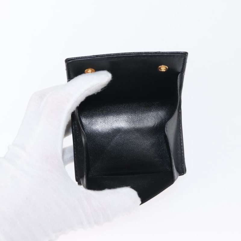 【日本直送】SAINT LAURENT 三折皮夾 皮革 黑色 金色 Auth ka1736V-9