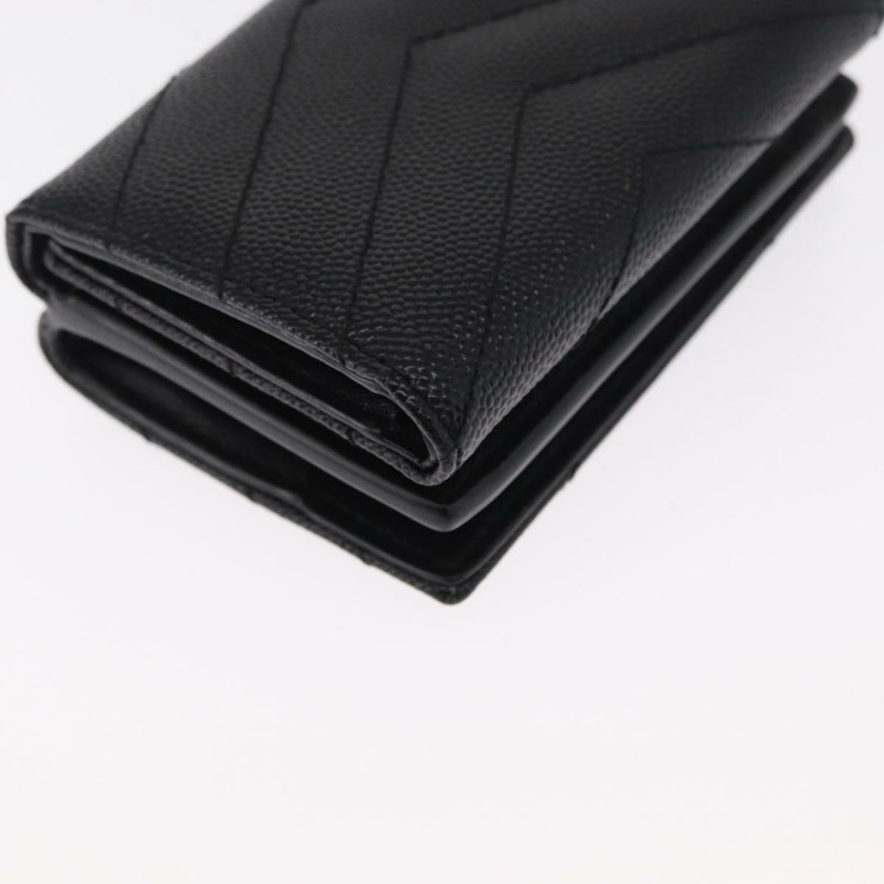 【日本直送】SAINT LAURENT 三折皮夾 皮革 黑色 金色 Auth ka1736V-14