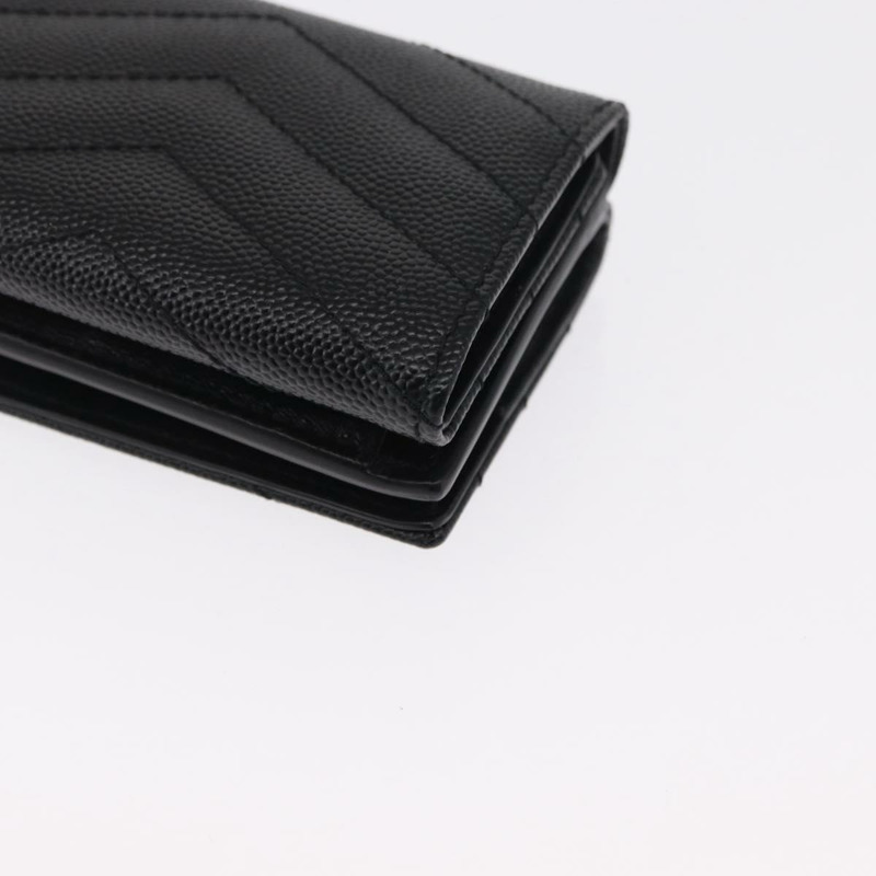 【日本直送】SAINT LAURENT 三折皮夾 皮革 黑色 金色 Auth ka1736V-15
