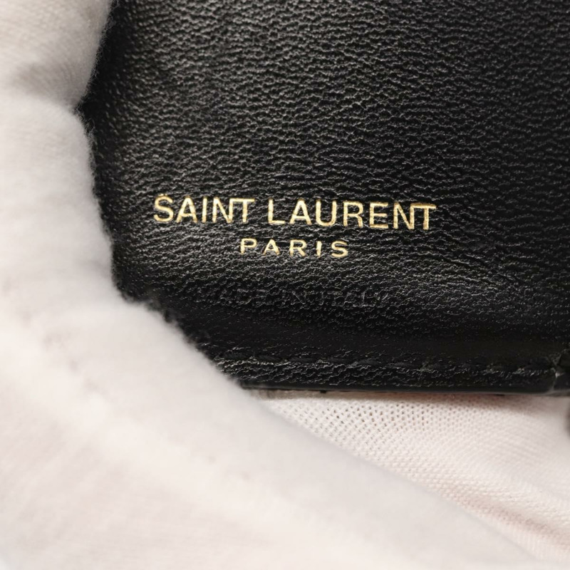 【日本直送】SAINT LAURENT 三折皮夾 皮革 黑色 金色 Auth ka1736V-17