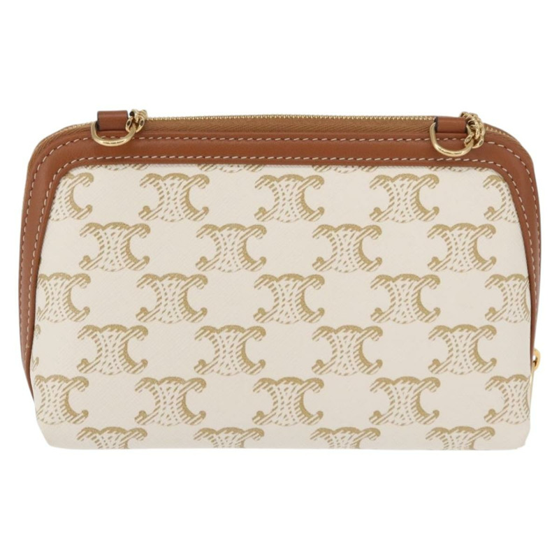 【日本直送】CELINE Triomphe 鏈條肩背包 PVC 米色 金色 正品 ka1661M-1