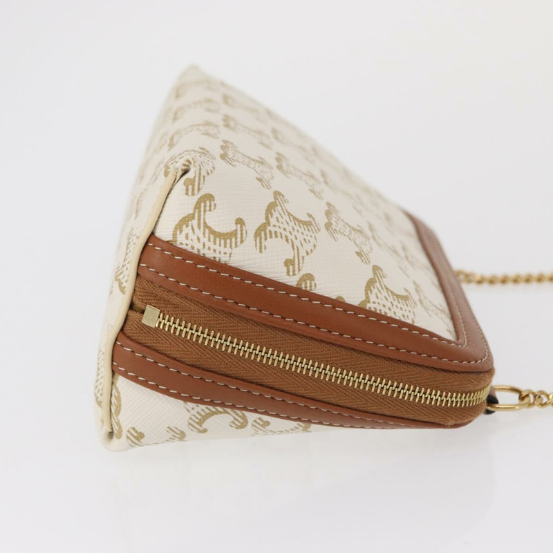 【日本直送】CELINE Triomphe 鏈條肩背包 PVC 米色 金色 正品 ka1661M-2