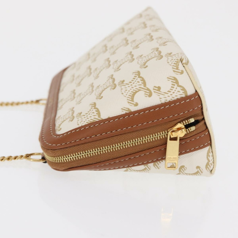 【日本直送】CELINE Triomphe 鏈條肩背包 PVC 米色 金色 正品 ka1661M-3