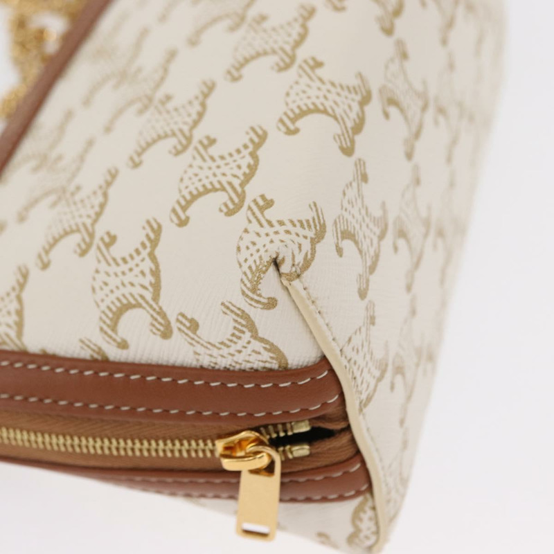【日本直送】CELINE Triomphe 鏈條肩背包 PVC 米色 金色 正品 ka1661M-8