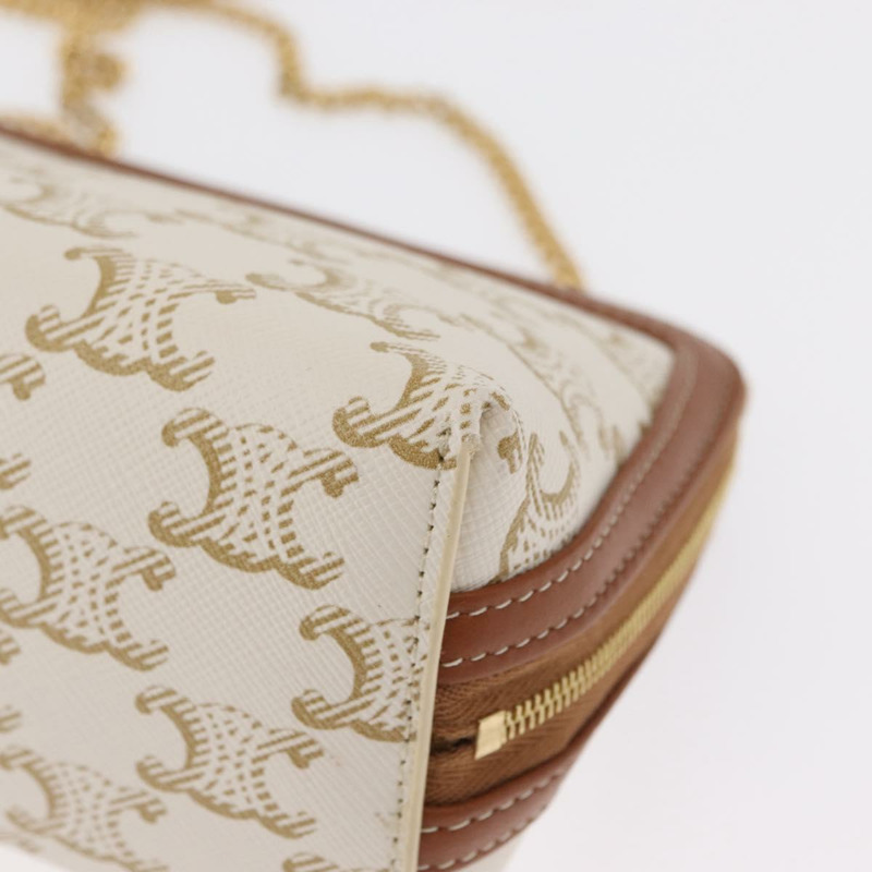 【日本直送】CELINE Triomphe 鏈條肩背包 PVC 米色 金色 正品 ka1661M-14