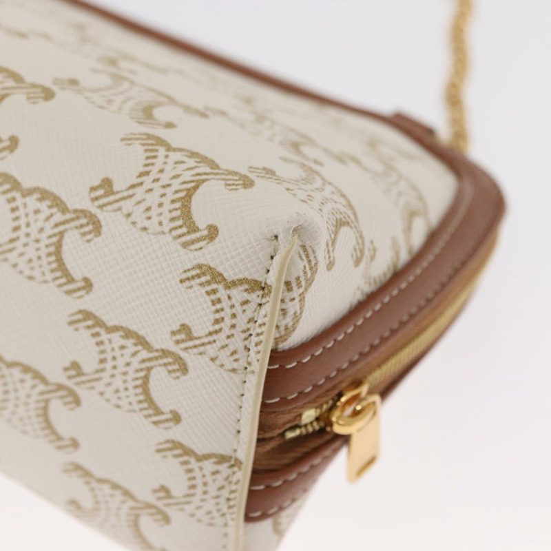 【日本直送】CELINE Triomphe 鏈條肩背包 PVC 米色 金色 正品 ka1661M-16