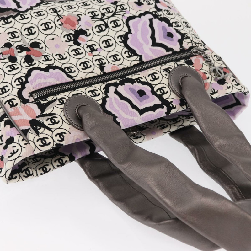 【日本直送】香奈兒帆布托特包 銀白色 CC 標誌 正品 165950SAV-5