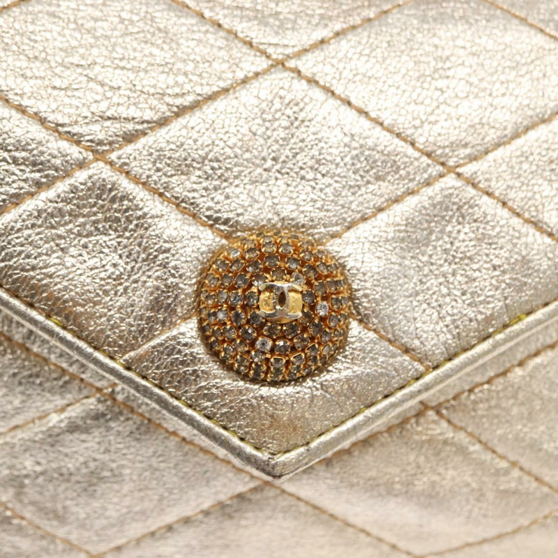 【日本直送】香奈兒 (CHANEL) Matelasse 單蓋鏈條肩背包，皮革材質，金色雙C標誌，貨號 165938V-18