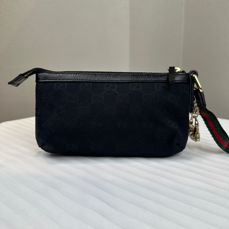古馳/Gucci GG Jolicoeur Pochette 黑色老花帆布拼皮手拿包 20x3x12cm-1