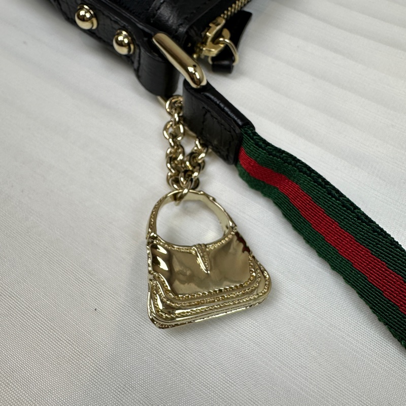 古馳/Gucci GG Jolicoeur Pochette 黑色老花帆布拼皮手拿包 20x3x12cm-6