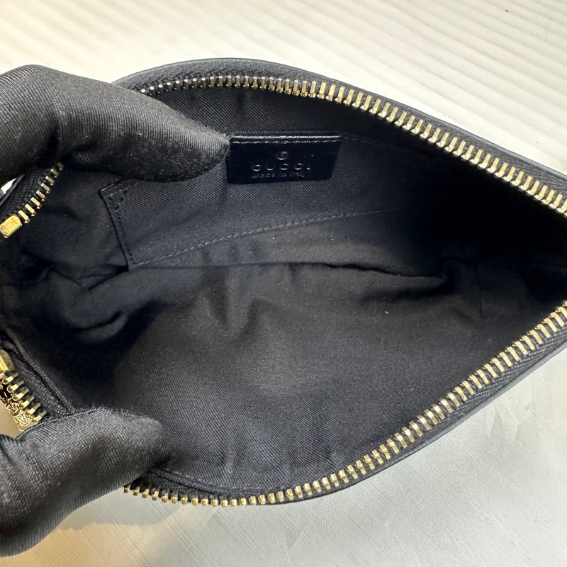 古馳/Gucci GG Jolicoeur Pochette 黑色老花帆布拼皮手拿包 20x3x12cm-7