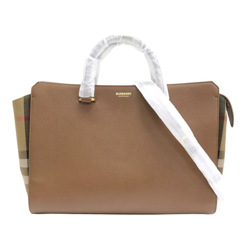 棕色 牛皮 格紋帆布 Banwell Medium 兩用包【BURBERRY 巴寶莉】 8084476