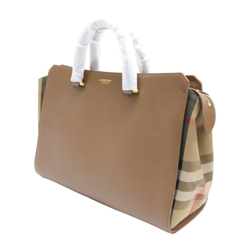 棕色 牛皮 格紋帆布 Banwell Medium 兩用包【BURBERRY 巴寶莉】 8084476-2