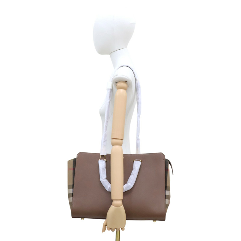 棕色 牛皮 格紋帆布 Banwell Medium 兩用包【BURBERRY 巴寶莉】 8084476-10