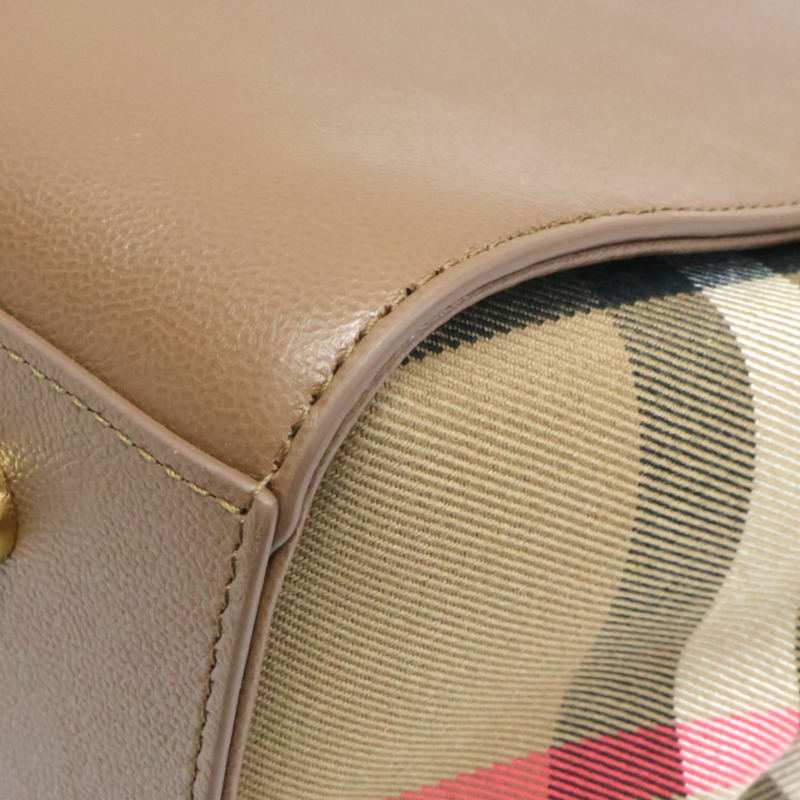 棕色 牛皮 格紋帆布 Banwell Medium 兩用包【BURBERRY 巴寶莉】 8084476-12