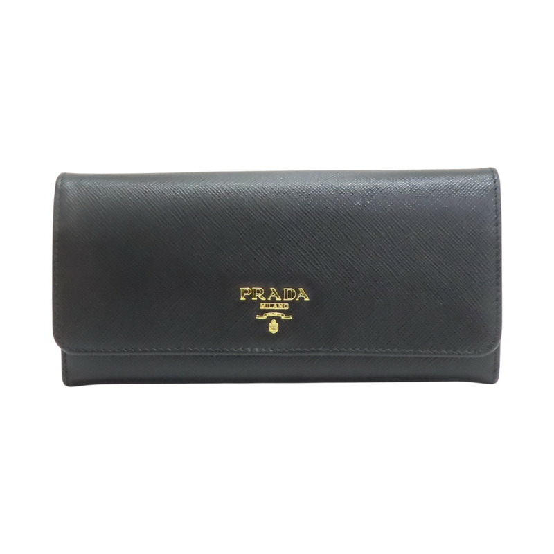 黑色 牛皮 金扣長夾 1MH132【PRADA 普拉達】 1MH132-0